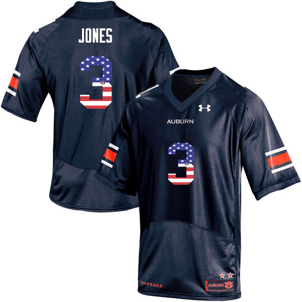 Men #3 Jonathan Jones Auburn Tigers USA Flag Fashion College Football Jerseys-Navy - Click Image to Close